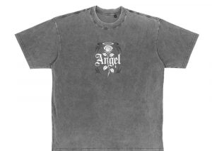 Angel Rose Floral Gothic Typography Design T-Shirt