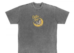 Chillax Bro Skeleton on Moon Cartoon Design T-Shirt